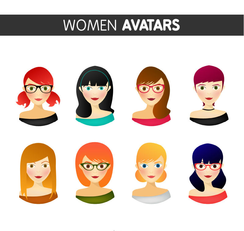 8 Head of a Woman fashion design vector material

