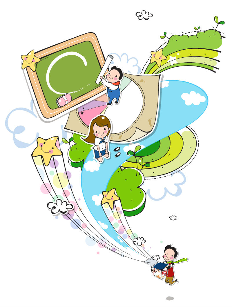 Campus Life playful clipart vector material
