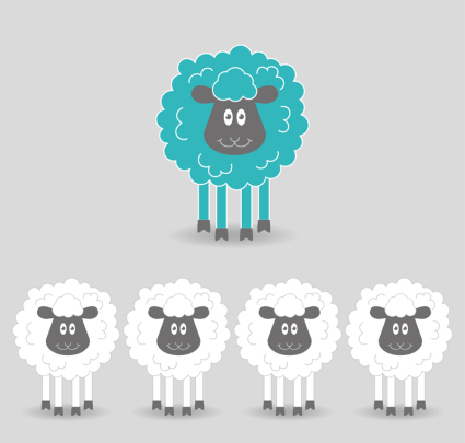 Cute black-sheep vector material
