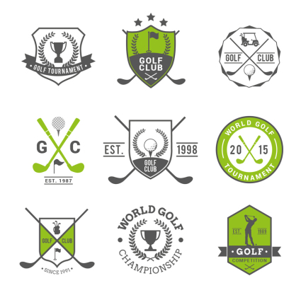 9 Golf Club label flag Vectors
