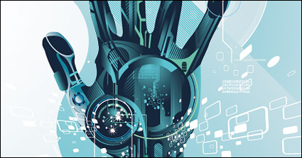 The hands of high-tech material vector