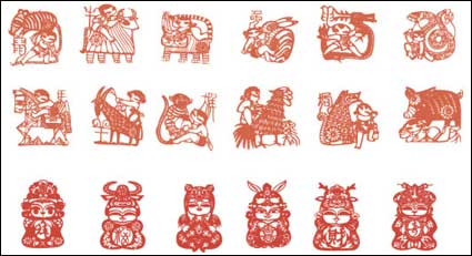 Zodiac of paper-cut vector material (2)