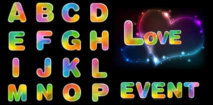 Fantasy Fun letters and numbers vector material