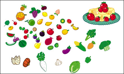 Lovely fruit and vegetables vector material