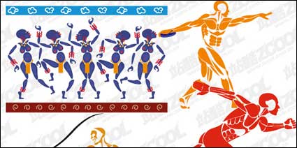 4 sports figures vector material