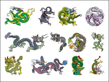 Chinese Classical Dragon Vector material of 8