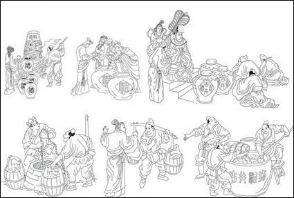 Vector of ancient wine