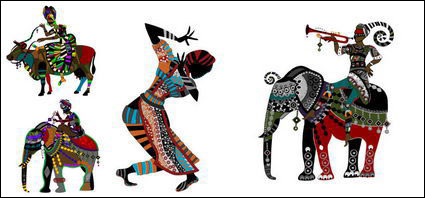 Ethnic customs fine decorative painting series II Vector