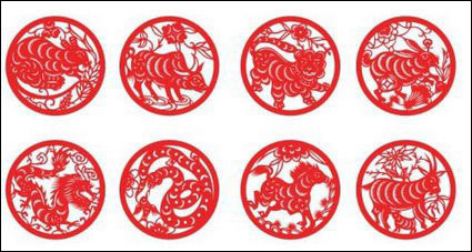 Zodiac paper-cut vector material