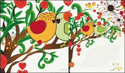 Hand-drawn illustrations of love birds 03-- vector material