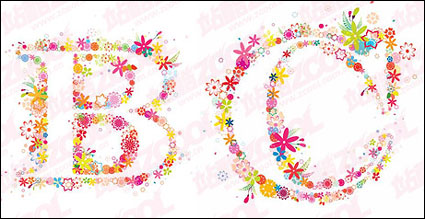 Flowers alphabet vector